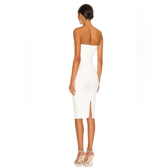 MORE TO COME Sophia Strapless Midi Dress in White - Picture 4 of 12